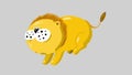 Cartoon isolated running lion. Sweet animal in hot Aftrica