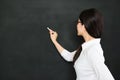 A good asian teacher writing on blackboard with chalk Royalty Free Stock Photo