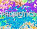 Good bacteria flora colon background. Probiotic, prebiotic, synbiotic, lactobacillus, bifidobacterium. Infographics Royalty Free Stock Photo