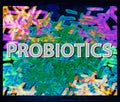 Good bacteria flora colon background. Probiotic, prebiotic, synbiotic, lactobacillus, bifidobacterium. Infographics Royalty Free Stock Photo