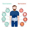 Good and bad bacteria. Poster about probiotics Royalty Free Stock Photo