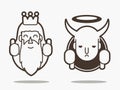 Good and bad, God and devil cartoon graphic Royalty Free Stock Photo