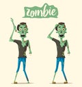 Good and bad zombie character. Cartoon vector illustration