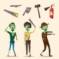 Good and bad zombie character. Cartoon vector illustration