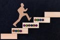 Good - Better - Best paper man climbing the steps to success in a conceptual image over black background Royalty Free Stock Photo