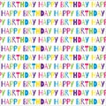 Seamless pattern colorful happy birthday text Royalty Free Stock Photo