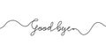 Good bye text. Continuous one line drawing. Vector illustration sketch handwriting isolated on white background. Word phrase Royalty Free Stock Photo