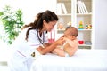 Good and caring pediatrician playing with her patient