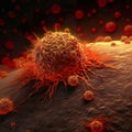 Good cells covered by cancer cells in light orange style