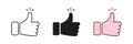 Good Choice, Like, Ok Pictogram Set. Confirm, Approve, Vote Gesture Sign. Customer Satisfaction Button for Social Media