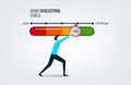 Good cholesterol levels gauge with arrow indicator for healthcare and heart health analysis, a man pushing bar to optimum position