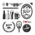 Good craft beer brewery labels, emblems and design elements. Vintage vector set