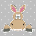 Good cute donkey. Greeting card. Royalty Free Stock Photo