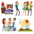 Good Day With Friends 4 Icons Royalty Free Stock Photo