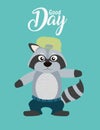 Good day message with raccoon cartoon