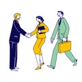 Good Deal, Business Travel Concept. Partners Handshaking, Businesspeople Characters Meeting for Project Discussion