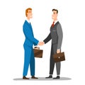 Good Deal Concept. Business Partners Men Handshaking.Businessmen making a deal. Money investment concept.Flat style