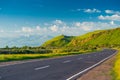 Good empty mountain road with a picturesque view of the mountains, the landscape Royalty Free Stock Photo
