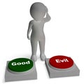 Good Evil Buttons Shows Morals