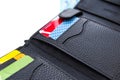 A good, expensive wallet made of black genuine leather Royalty Free Stock Photo