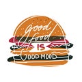 Burger quote hand drawn illustration