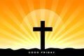 Good friday blessing background with cross and sun rays Royalty Free Stock Photo