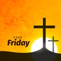 Good friday card with cross symbol with dusk sunset Royalty Free Stock Photo