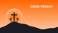 Good Friday. Crucifixion Of Jesus Christ illustration. Cross at sunset. Royalty Free Stock Photo