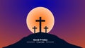 Good Friday. Crucifixion Of Jesus Christ illustration. Cross at sunset. Royalty Free Stock Photo