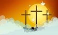 Good Friday landscape with crosses and clouds Royalty Free Stock Photo