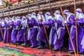 Good Friday procession walks over carpet, Antigua, Guatemala