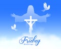 good friday religious event with beautiful peace bird and crucifixion