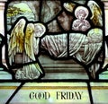 Good Friday in stained glass (Jesus Christ crucified) Royalty Free Stock Photo