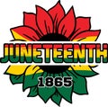 Juneteenth 1865 logo template design in vector. Illustration of Juneteenth design using flower in national colors