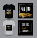 Good girls love bad boys typography for t-shirt print, product, brochure, cover, poster, patch, fabric, rock style, vintage