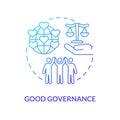 Good governance blue gradient concept icon