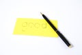 Good handwrite with a pen on a yellow paper