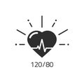 Good health vector icon, blood pressure numbers heart pulse cardiogram