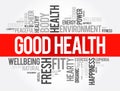 Good Health word cloud collage, health concept background Royalty Free Stock Photo