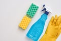 Good housekeeping. Spray bottle and other items isolated