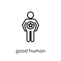 good human icon. Trendy modern flat linear vector good human icon on white background from thin line Feelings collection Royalty Free Stock Photo