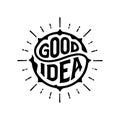 Good idea circle lettering with rays white Royalty Free Stock Photo