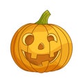 Good Jack-o-lantern pumpkin head. A traditional character for Halloween. Simple design element for greeting cards