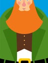 Good Leprechaun in green frock coat. Big Red Beard. The cheerful