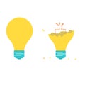 Good light bulb and broken light bulb. Idea concept Royalty Free Stock Photo