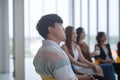 Good listener. Audience of the lecturer in the conference. Royalty Free Stock Photo