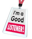 Good Listener Employee Badge Name Tag Customer Service Royalty Free Stock Photo