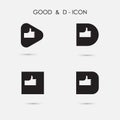 Good logo and D- letter icon abstract logo design.Hand logo and