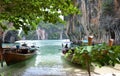 Another good picture of attractive lagoon with thai boats