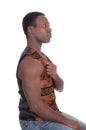 Good looking African man in a brown vest Royalty Free Stock Photo